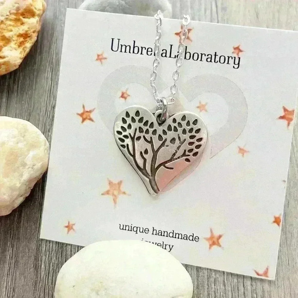 Tree of life heart necklace bohemian jewelry silver tone - Picture 7 of 9